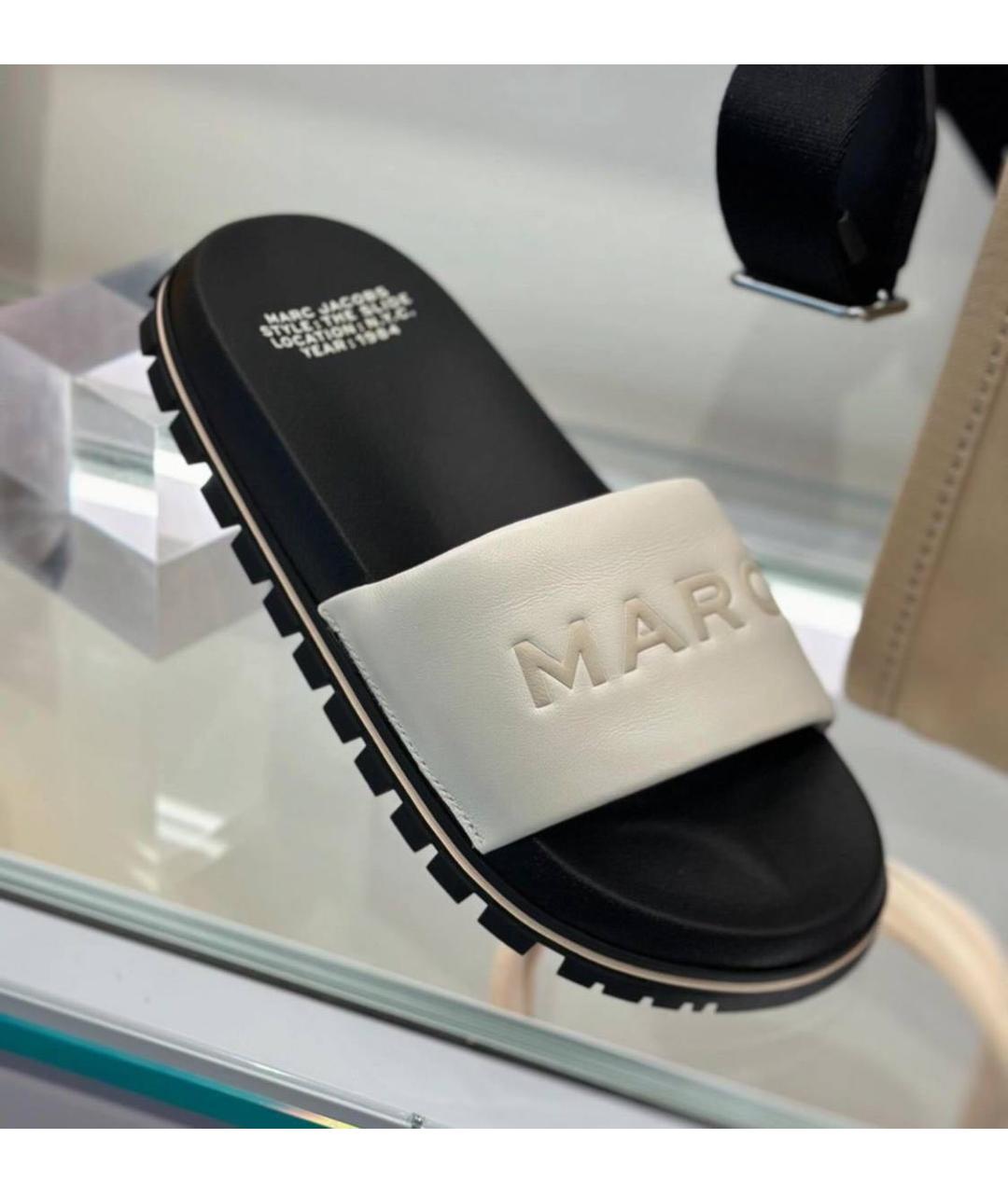MARC JACOBS Белые кожаные шлепанцы, фото 5
