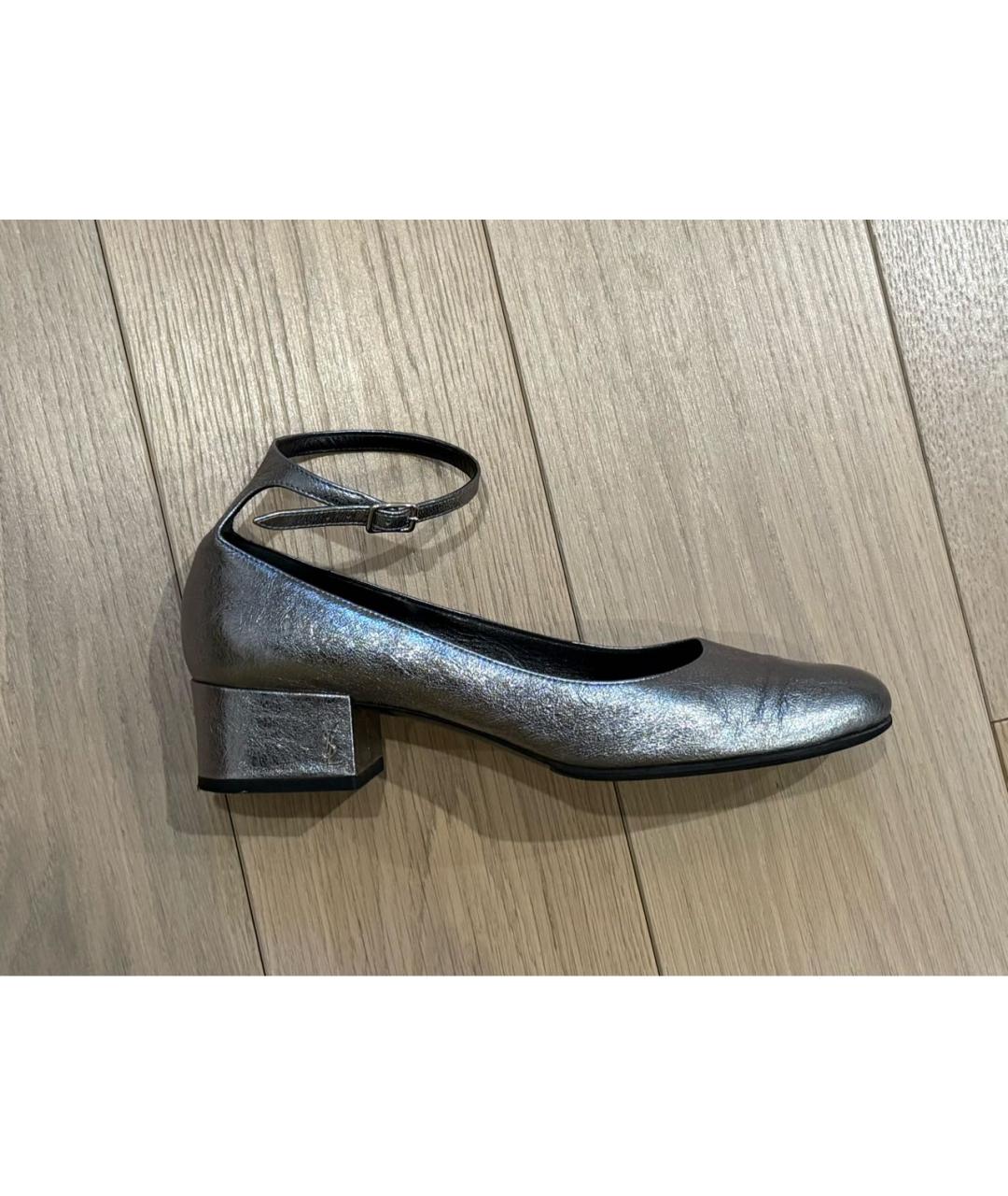 SAINT LAURENT Серебряные кожаные туфли, фото 6