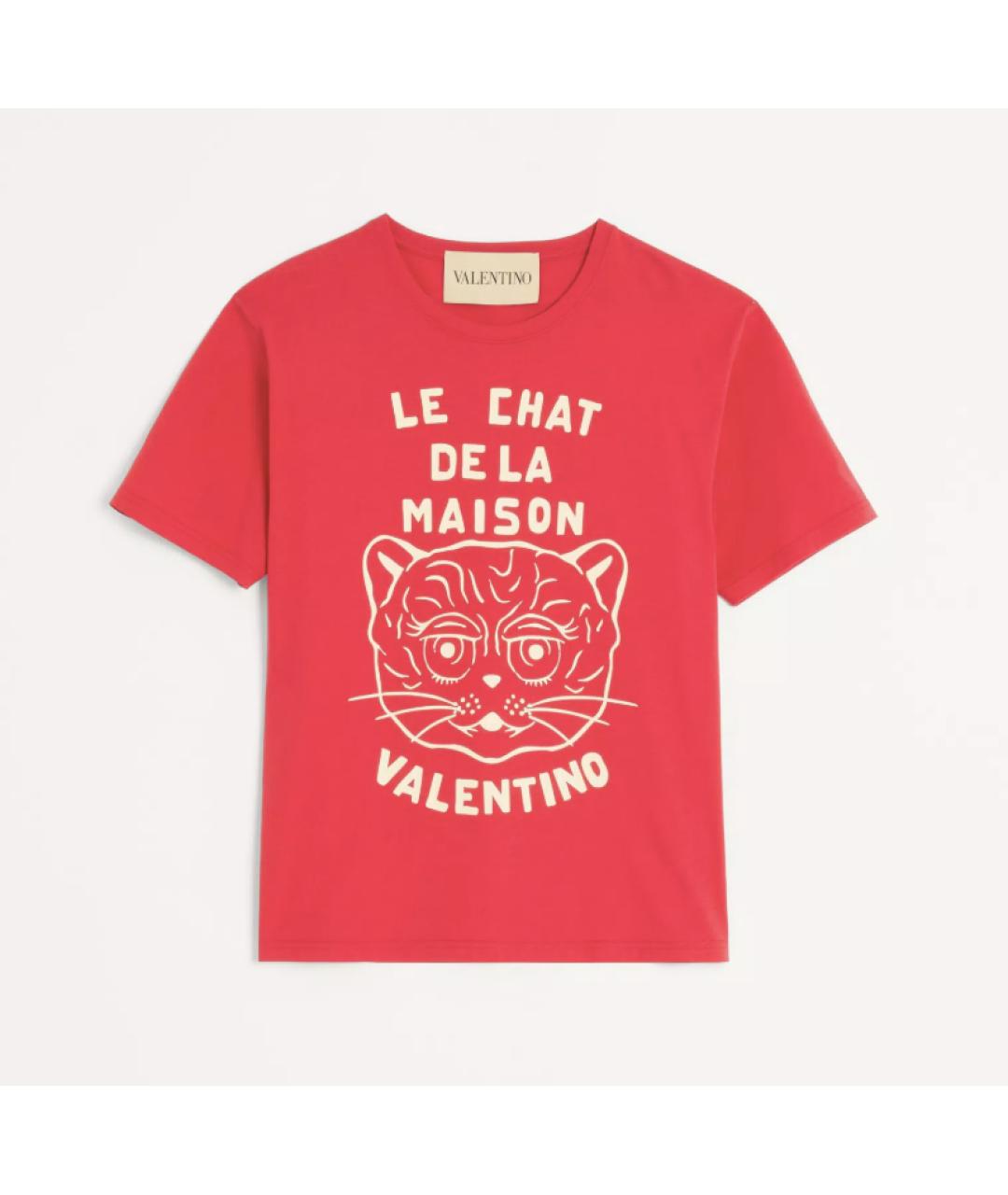 VALENTINO Красная хлопковая футболка, фото 4