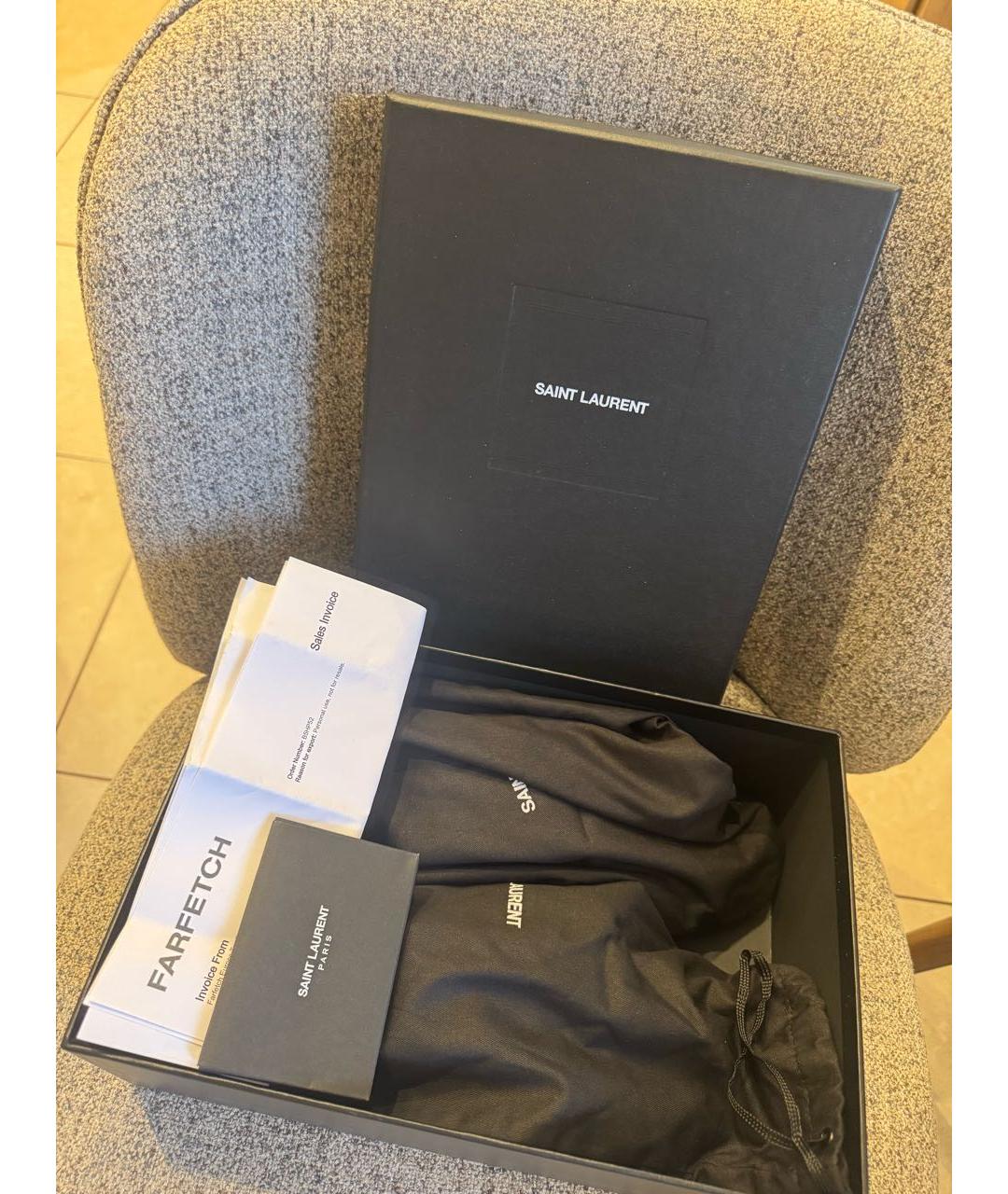 SAINT LAURENT Черные кожаные босоножки, фото 7