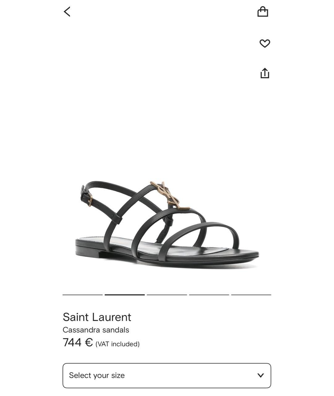 SAINT LAURENT Черные кожаные босоножки, фото 5
