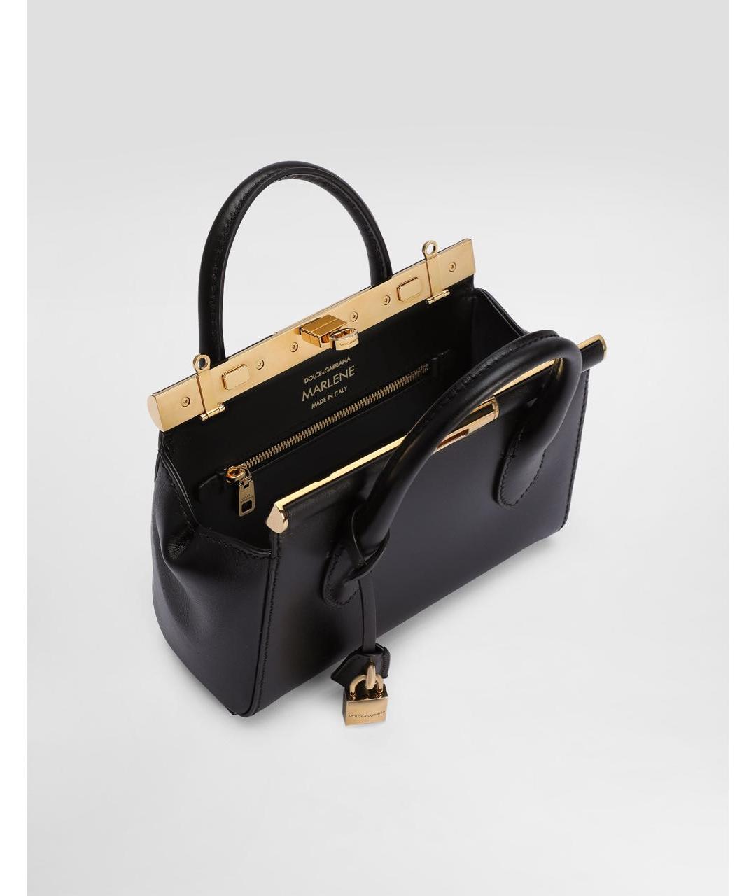DOLCE&GABBANA Черная кожаная сумка с короткими ручками, фото 3