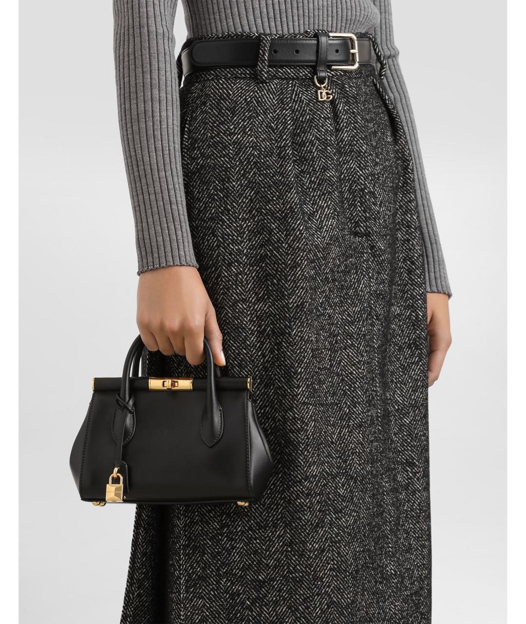 DOLCE&GABBANA Черная кожаная сумка с короткими ручками, фото 2