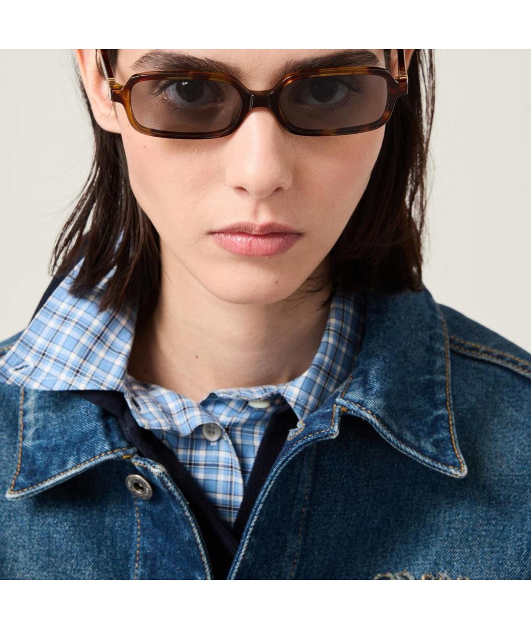 MIU MIU Коричневые пластиковые солнцезащитные очки, фото 3