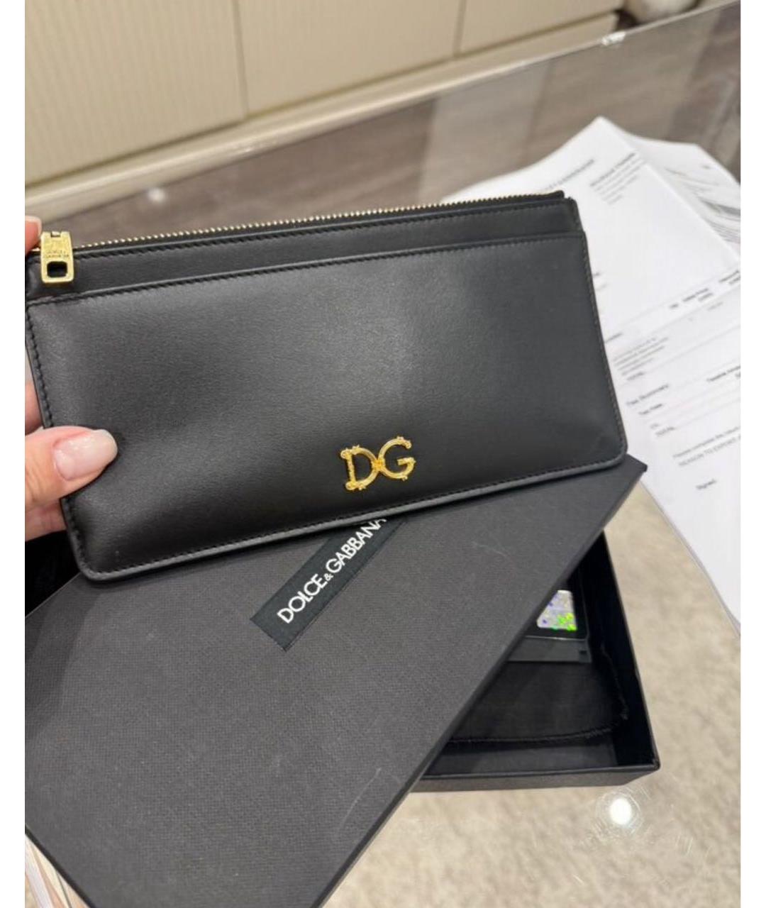 DOLCE&GABBANA Черный кожаный кошелек, фото 6