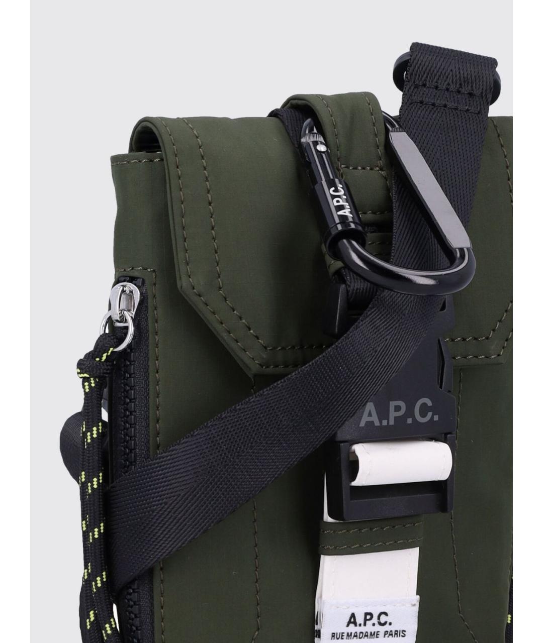 A.P.C. Зеленая синтетическая сумка на плечо, фото 3