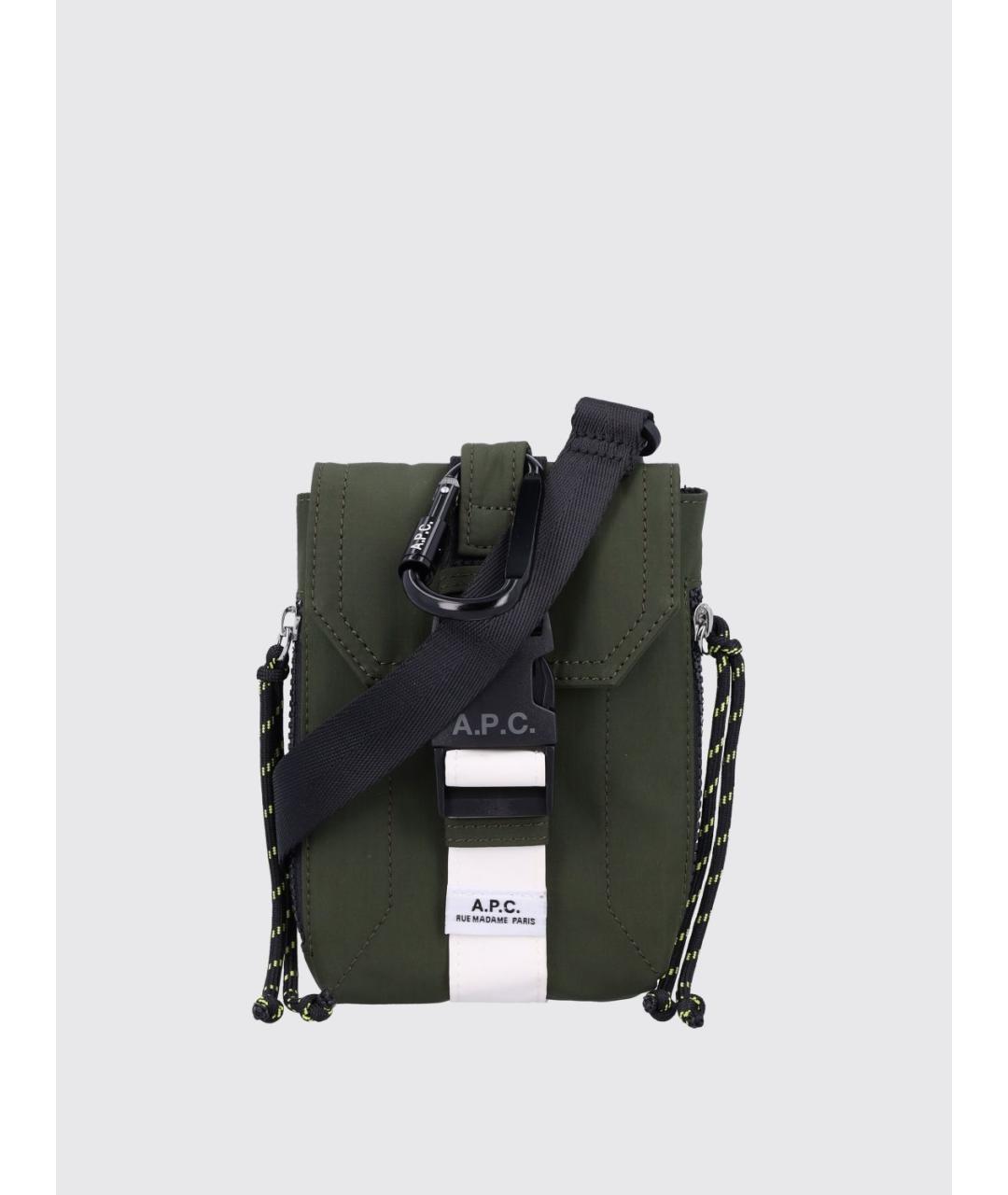 A.P.C. Зеленая синтетическая сумка на плечо, фото 4