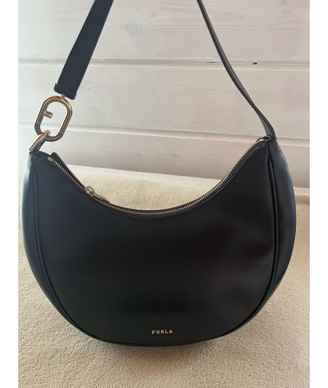FURLA Черная кожаная сумка с короткими ручками, фото 2