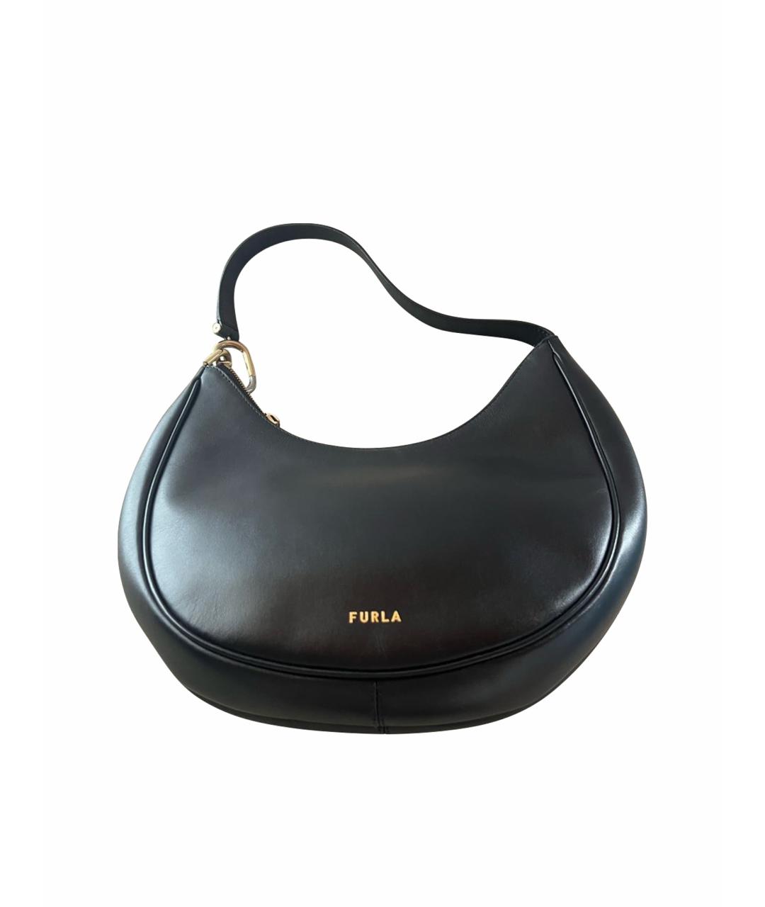 FURLA Черная кожаная сумка с короткими ручками, фото 1