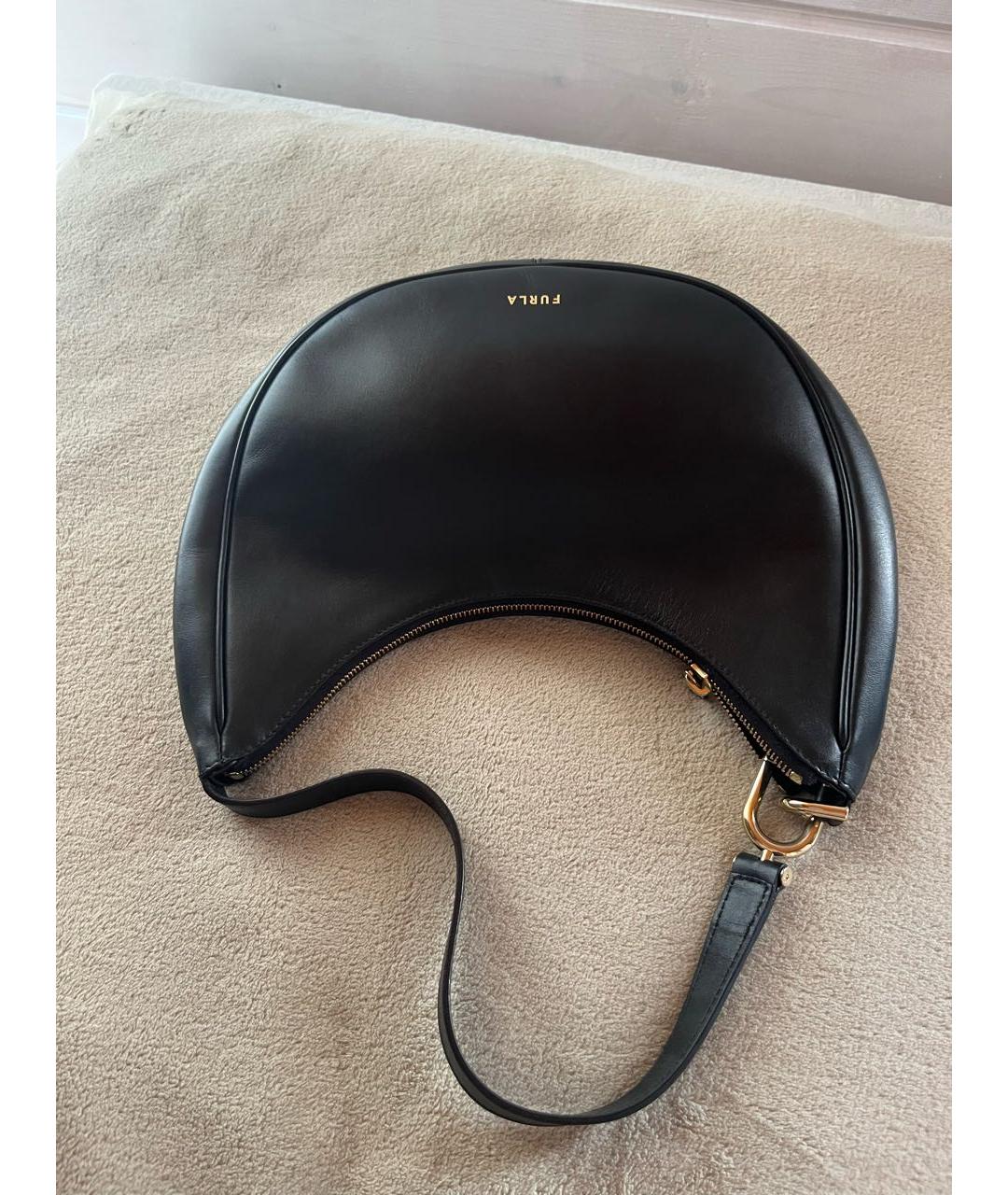 FURLA Черная кожаная сумка с короткими ручками, фото 6