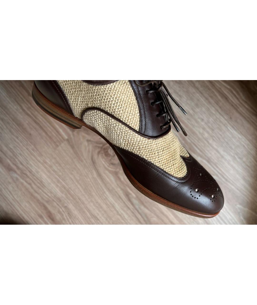 KITON Коричневые кожаные туфли, фото 3