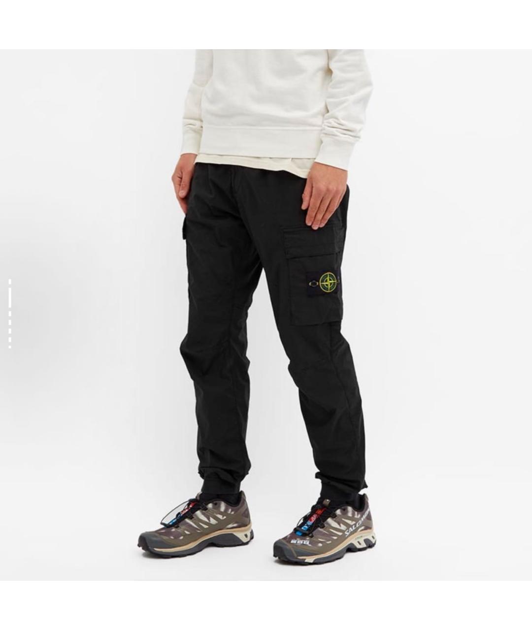 STONE ISLAND Черные хлопковые повседневные брюки, фото 3