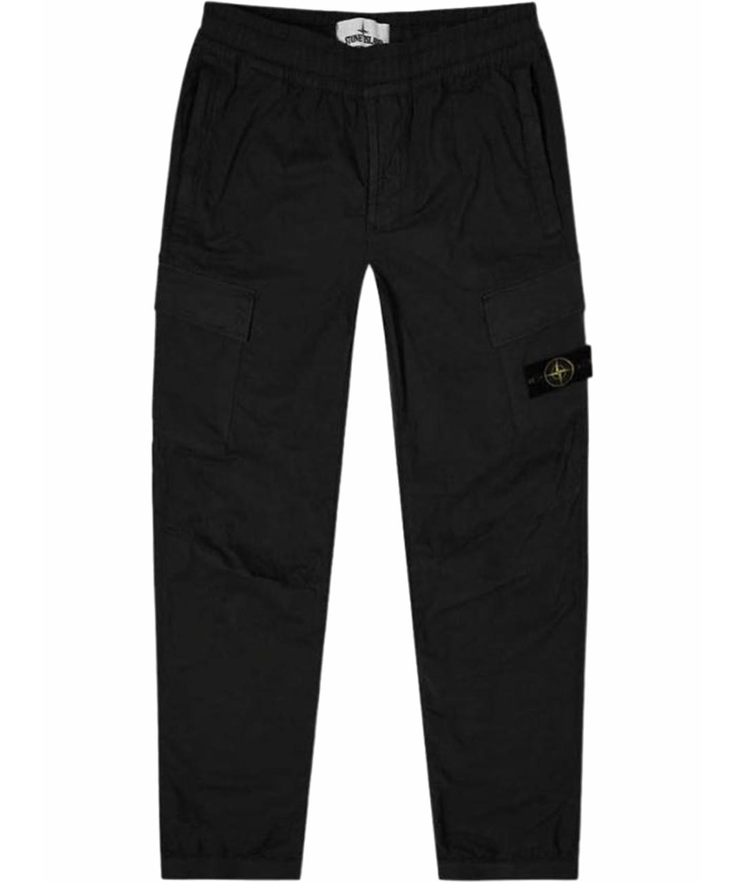 STONE ISLAND Черные хлопковые повседневные брюки, фото 1
