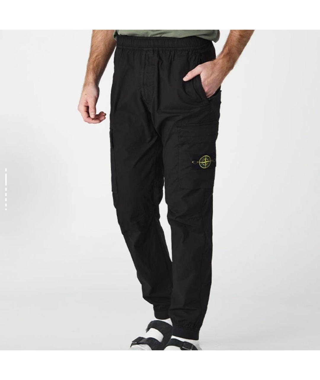 STONE ISLAND Черные хлопковые повседневные брюки, фото 2