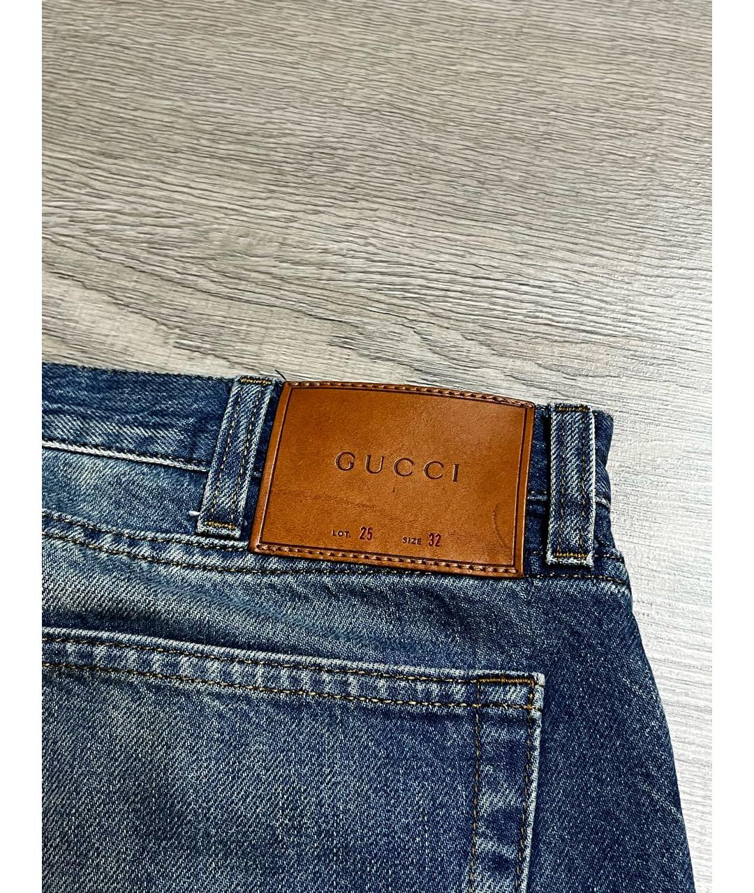 GUCCI Темно-синие хлопковые джинсы, фото 4