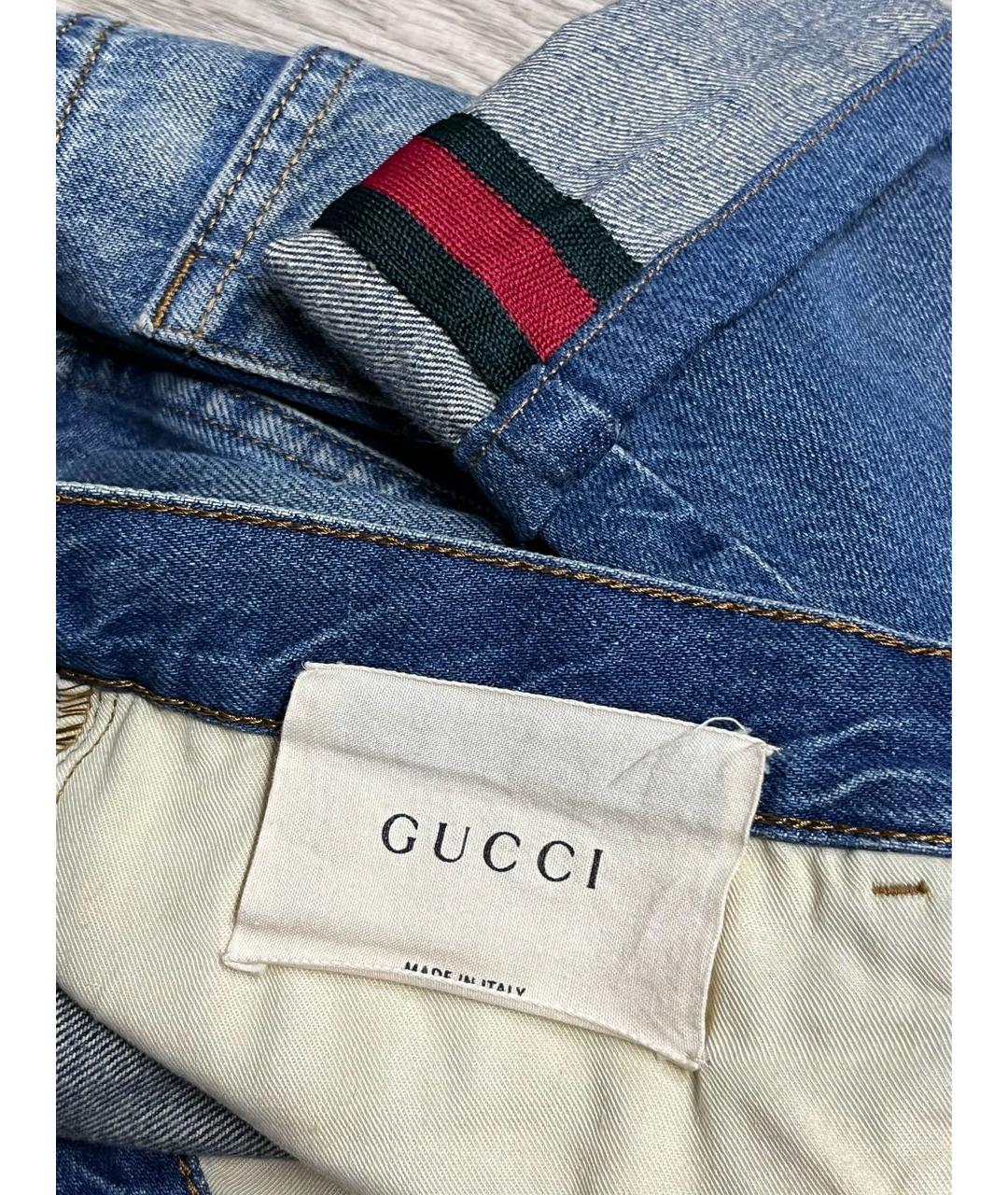 GUCCI Темно-синие хлопковые джинсы, фото 3