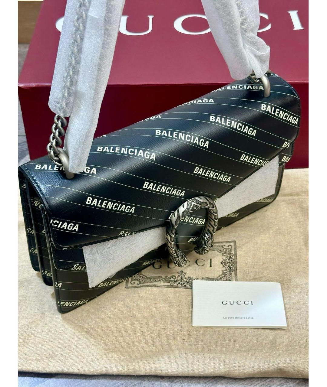 GUCCI Черная кожаная сумка через плечо, фото 4