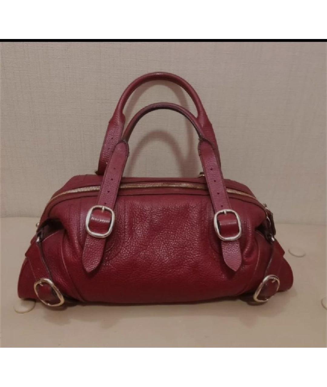 BURBERRY Бордовая кожаная сумка через плечо, фото 3