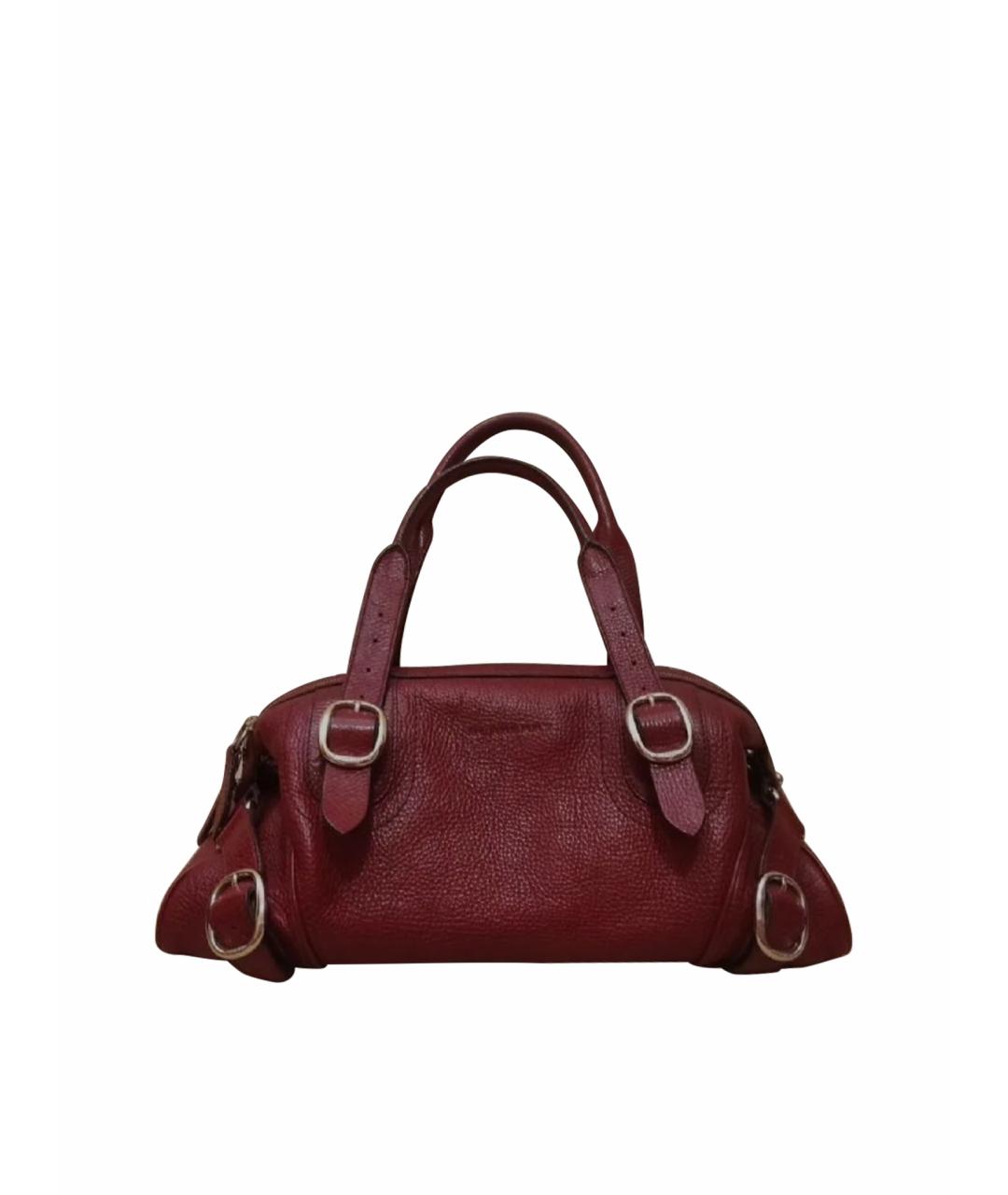 BURBERRY Бордовая кожаная сумка через плечо, фото 1