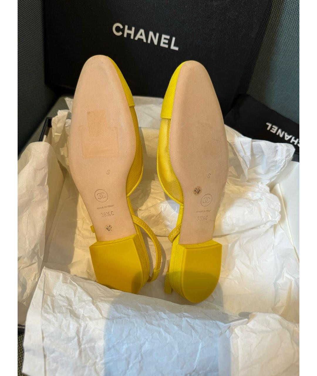 CHANEL Желтые балетки, фото 6