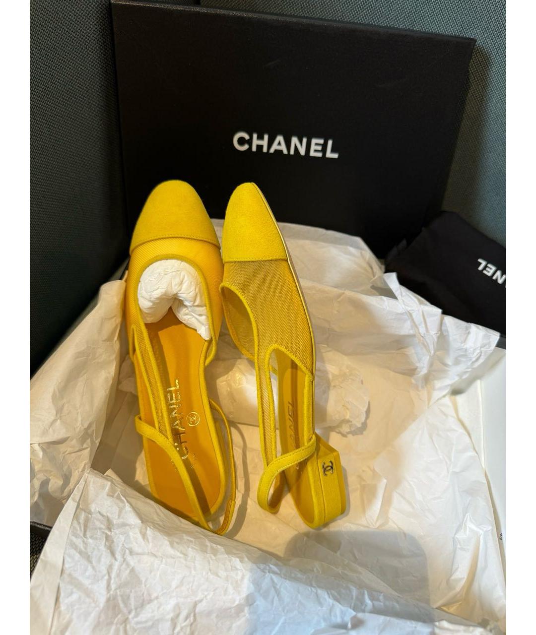 CHANEL Желтые балетки, фото 3