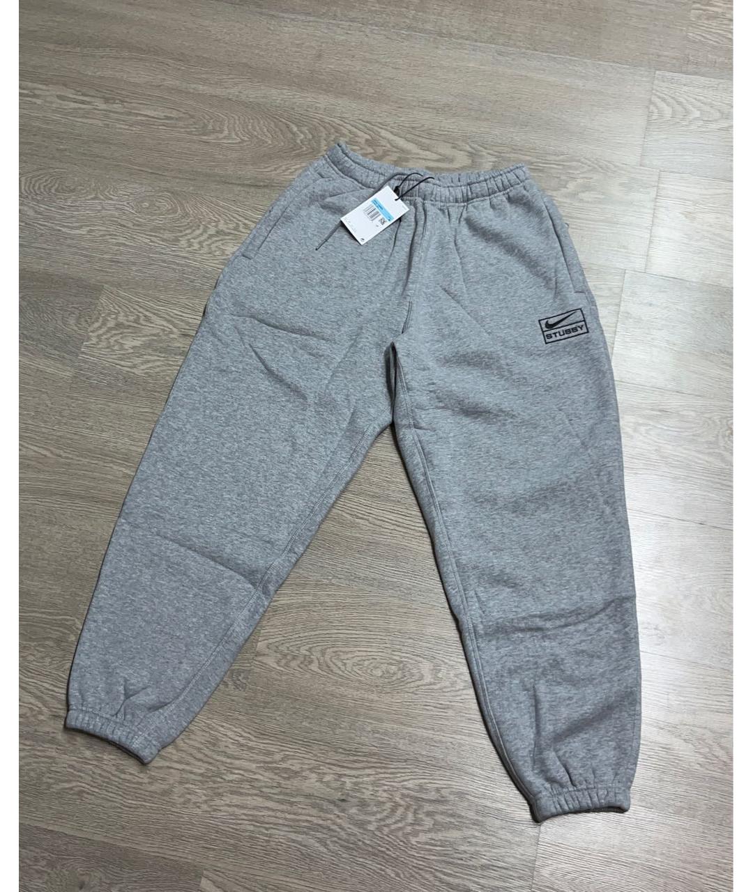 NIKE Серые хлопковые повседневные брюки, фото 9