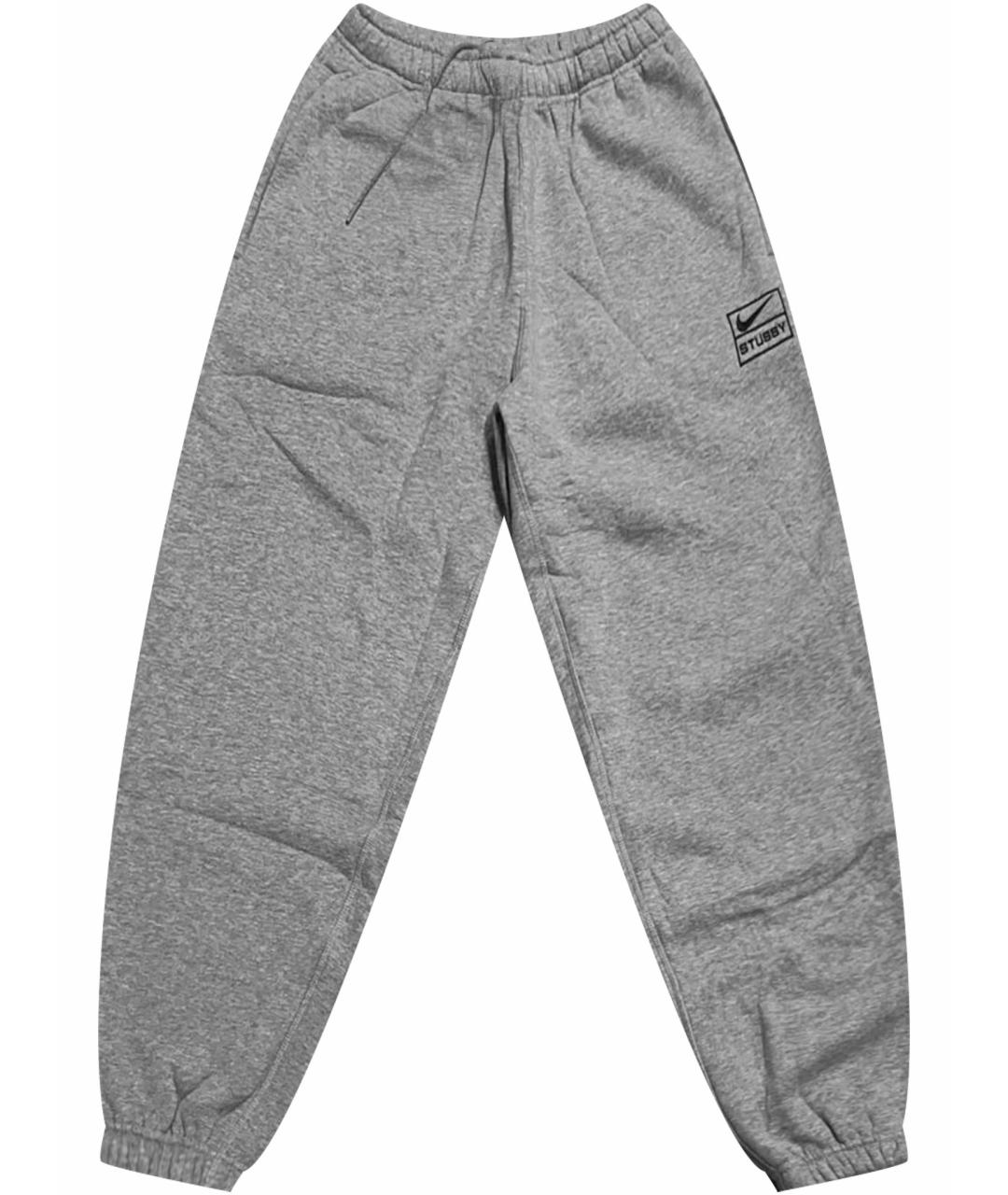 NIKE Серые хлопковые повседневные брюки, фото 1