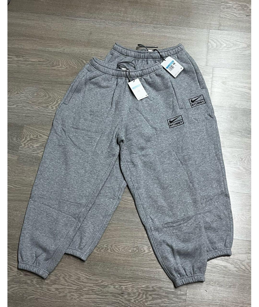 NIKE Серые хлопковые повседневные брюки, фото 2