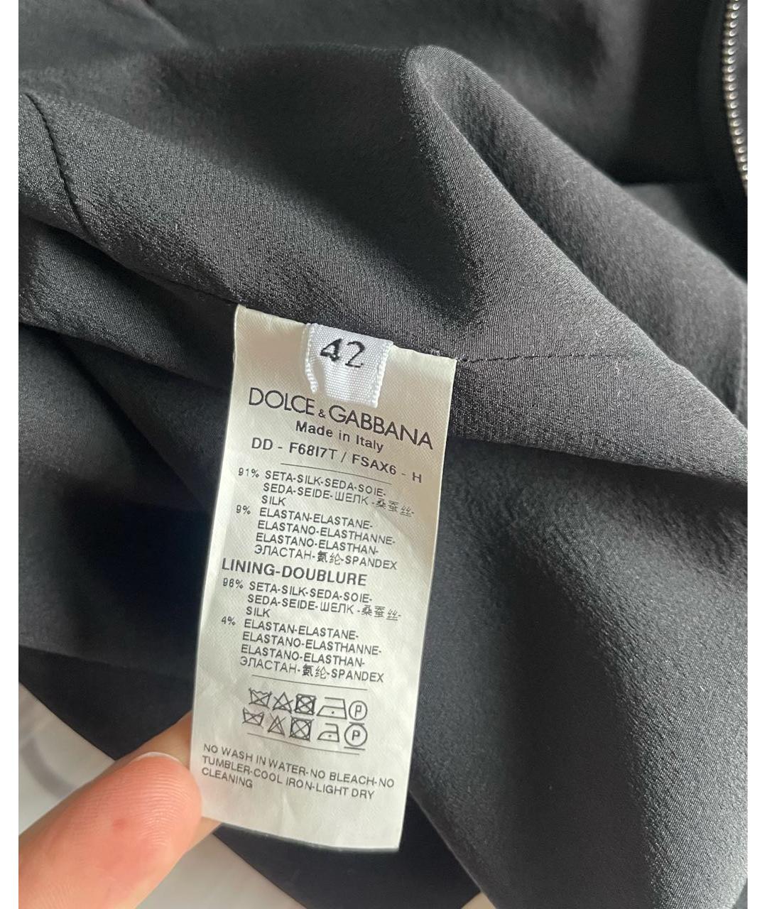 DOLCE&GABBANA Черное шелковое повседневное платье, фото 5