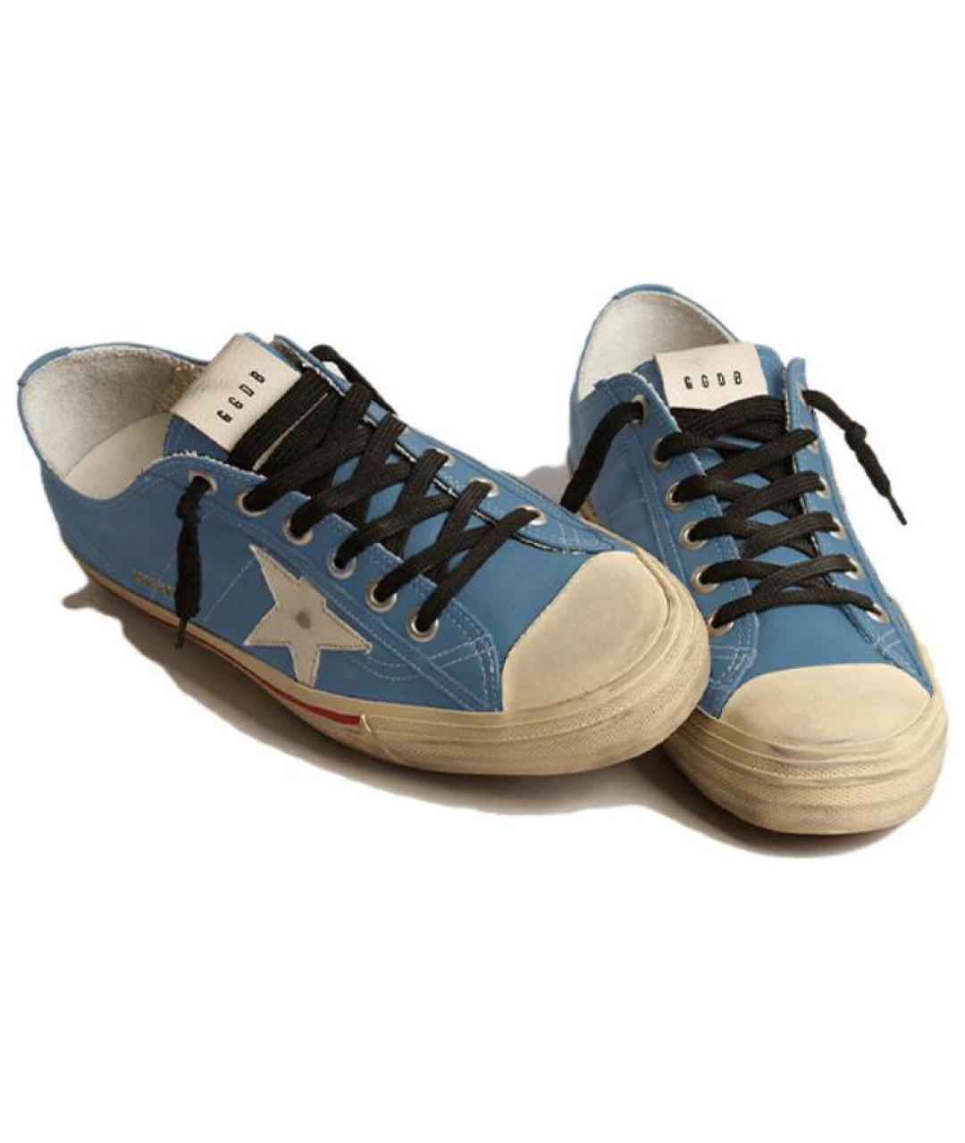 GOLDEN GOOSE DELUXE BRAND Синие кожаные низкие кроссовки / кеды, фото 3