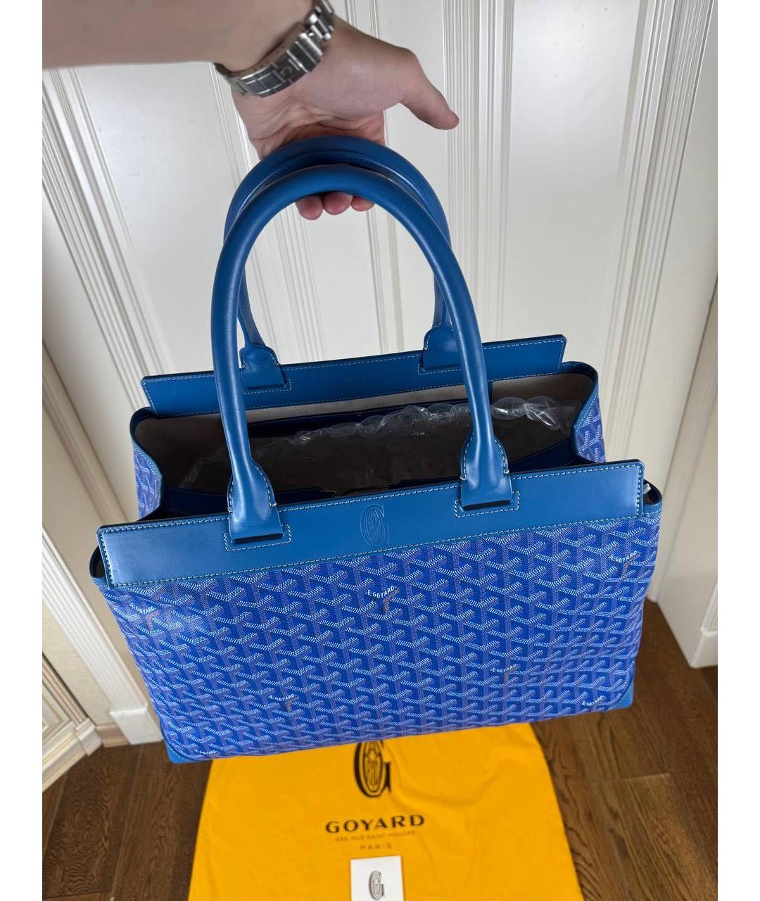GOYARD Синяя кожаная сумка на плечо, фото 4