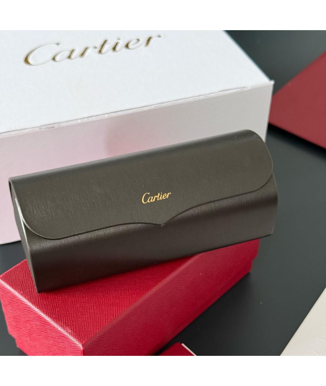CARTIER Коричневые деревянные солнцезащитные очки, фото 4
