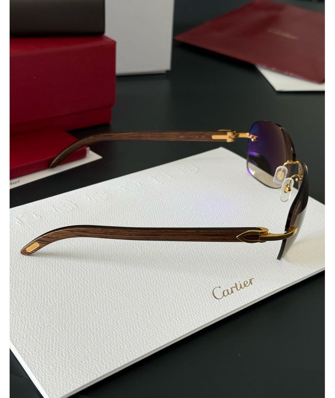 CARTIER Коричневые деревянные солнцезащитные очки, фото 6