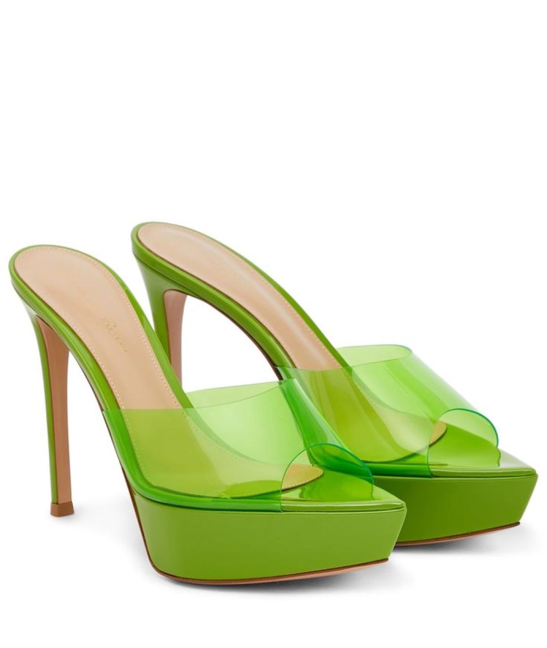 GIANVITO ROSSI Зеленые резиновые мюли, фото 4