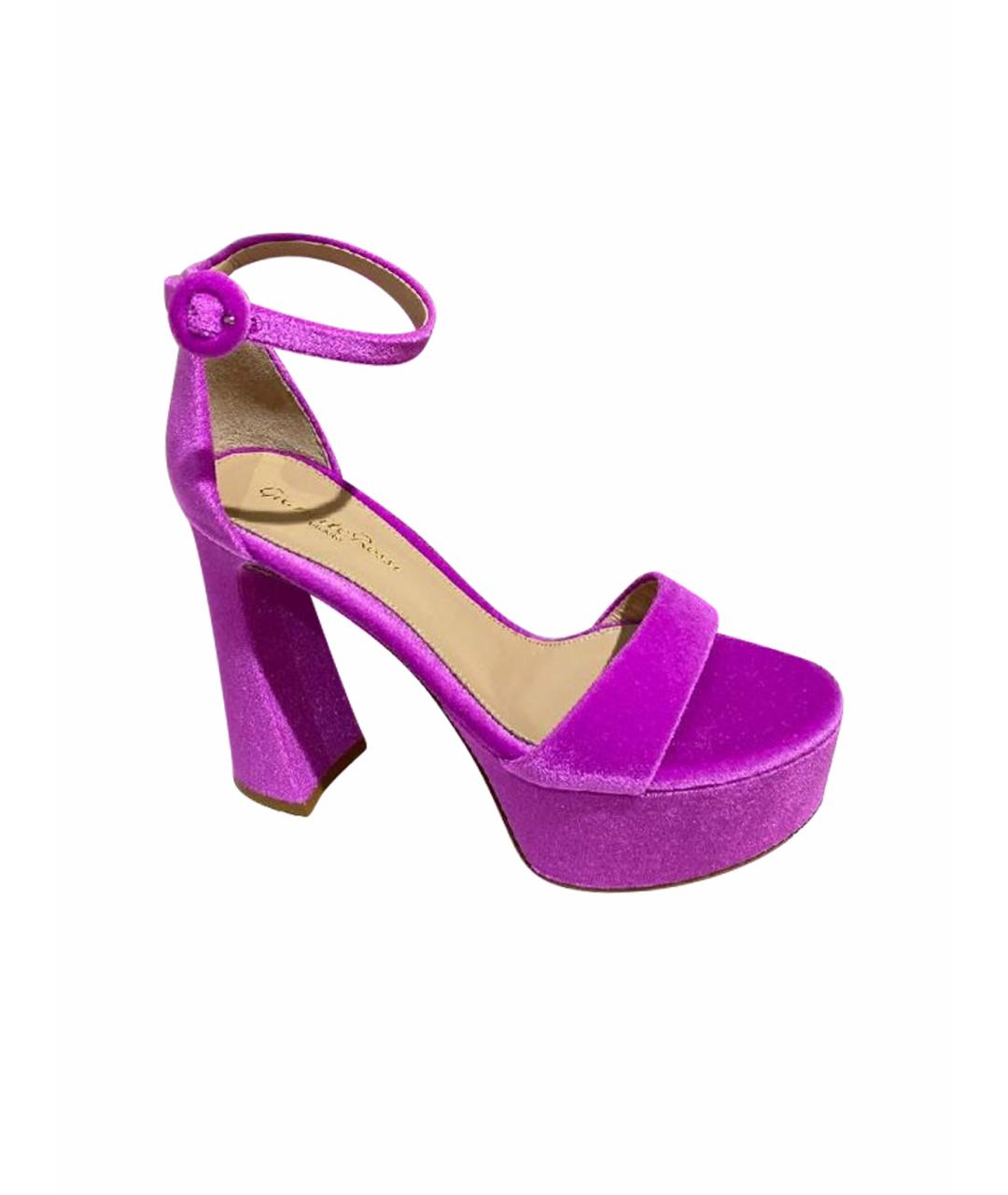 GIANVITO ROSSI Фиолетовые бархатные босоножки, фото 1