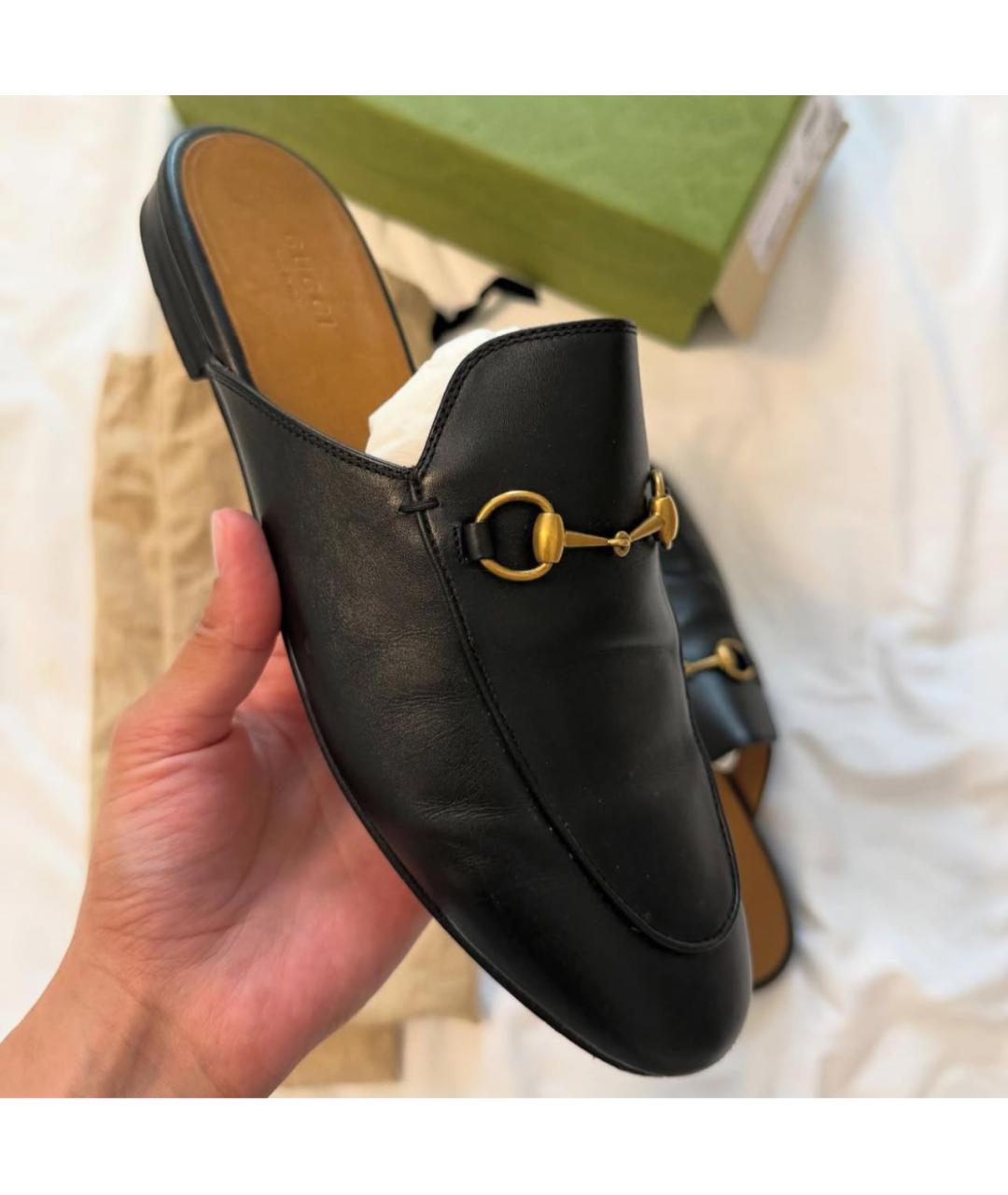 GUCCI Черные кожаные мюли, фото 2