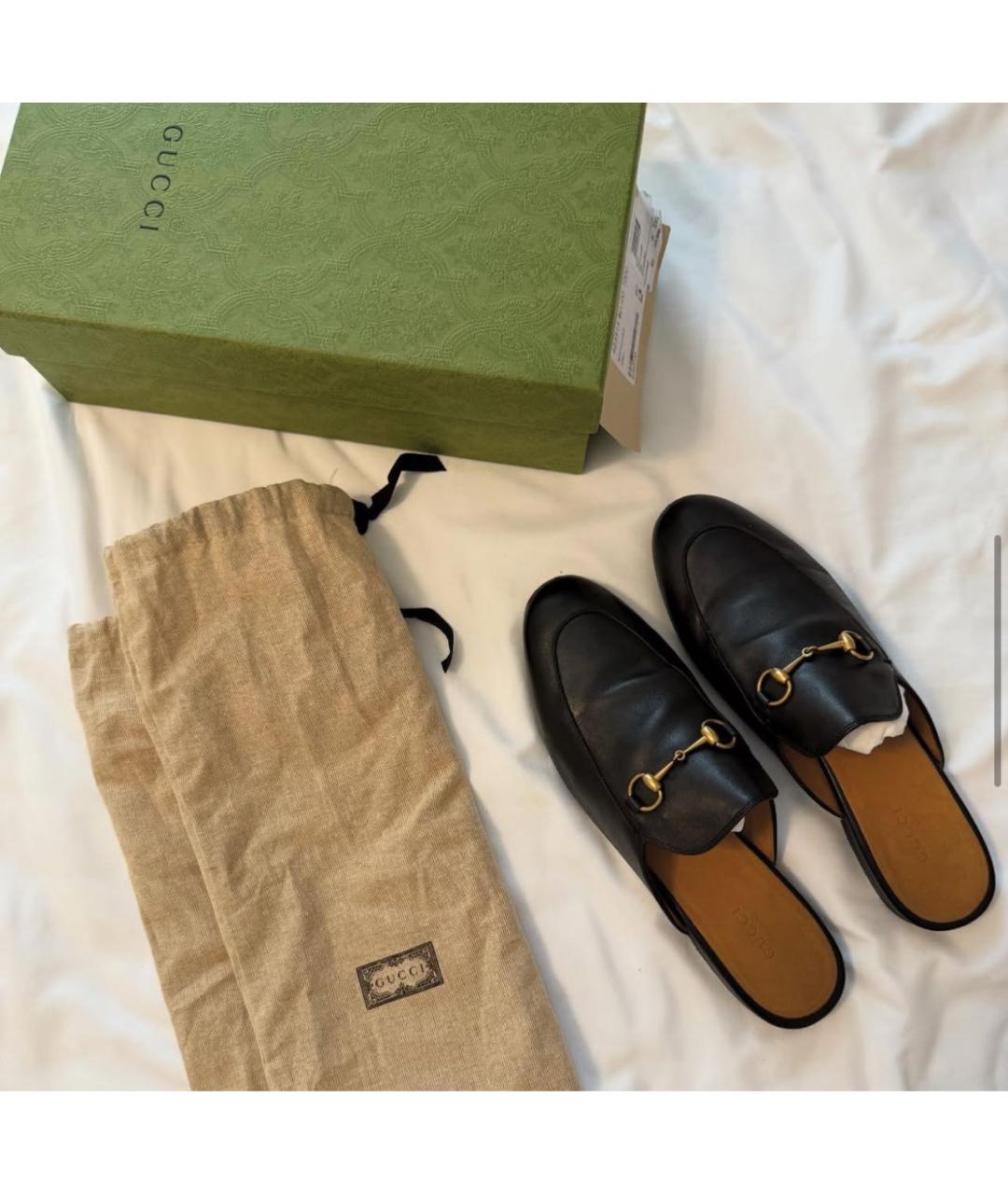 GUCCI Черные кожаные мюли, фото 3