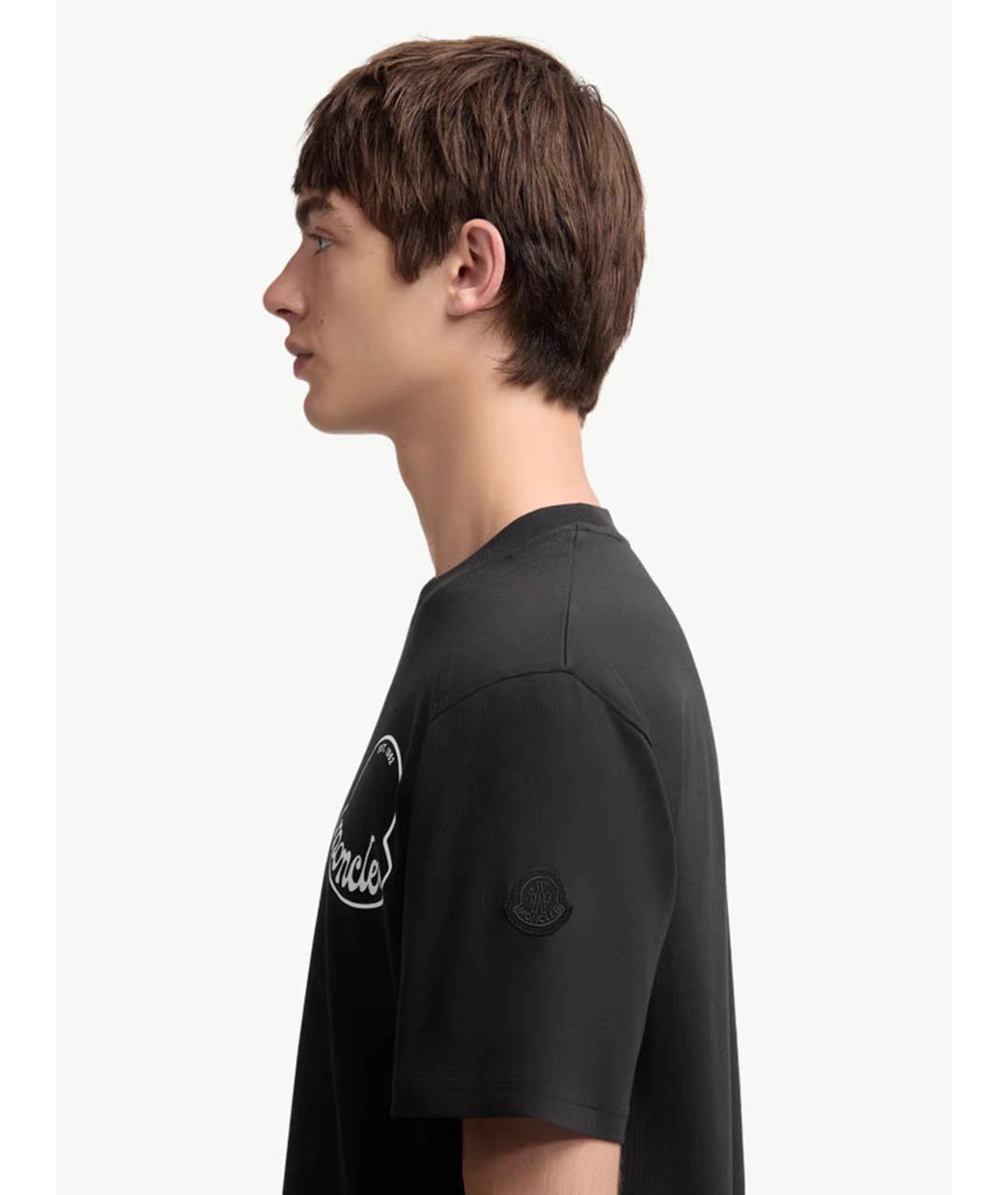 MONCLER Черная хлопковая футболка, фото 3