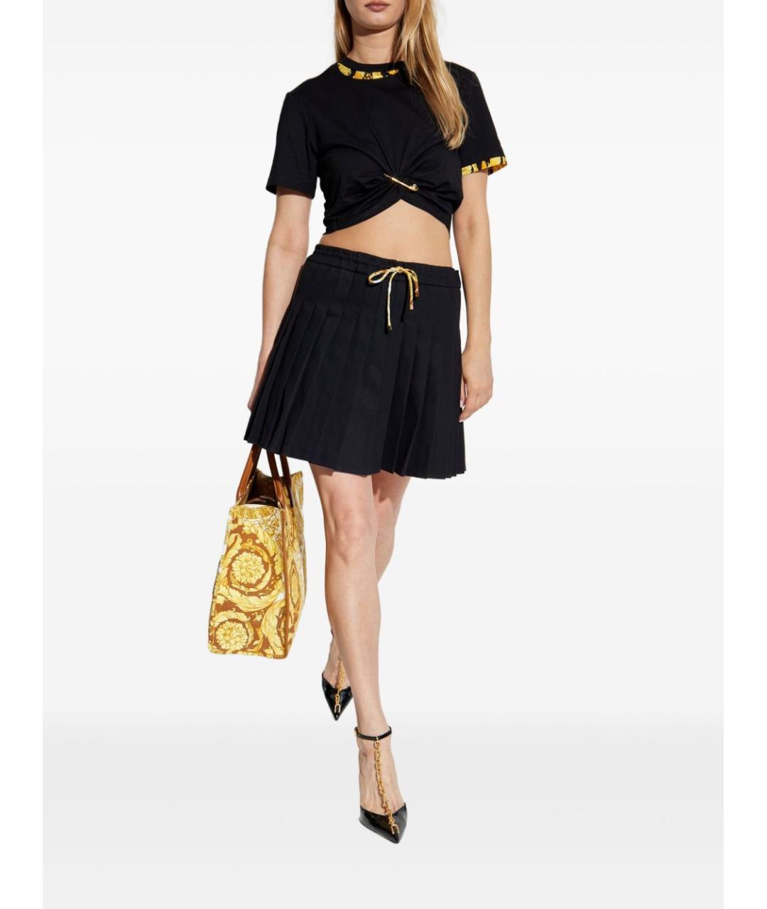 VERSACE Черная вискозная юбка мини, фото 2