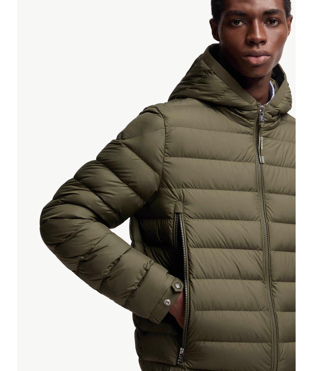 MONCLER Зеленый полиэстеровый пуховик, фото 7