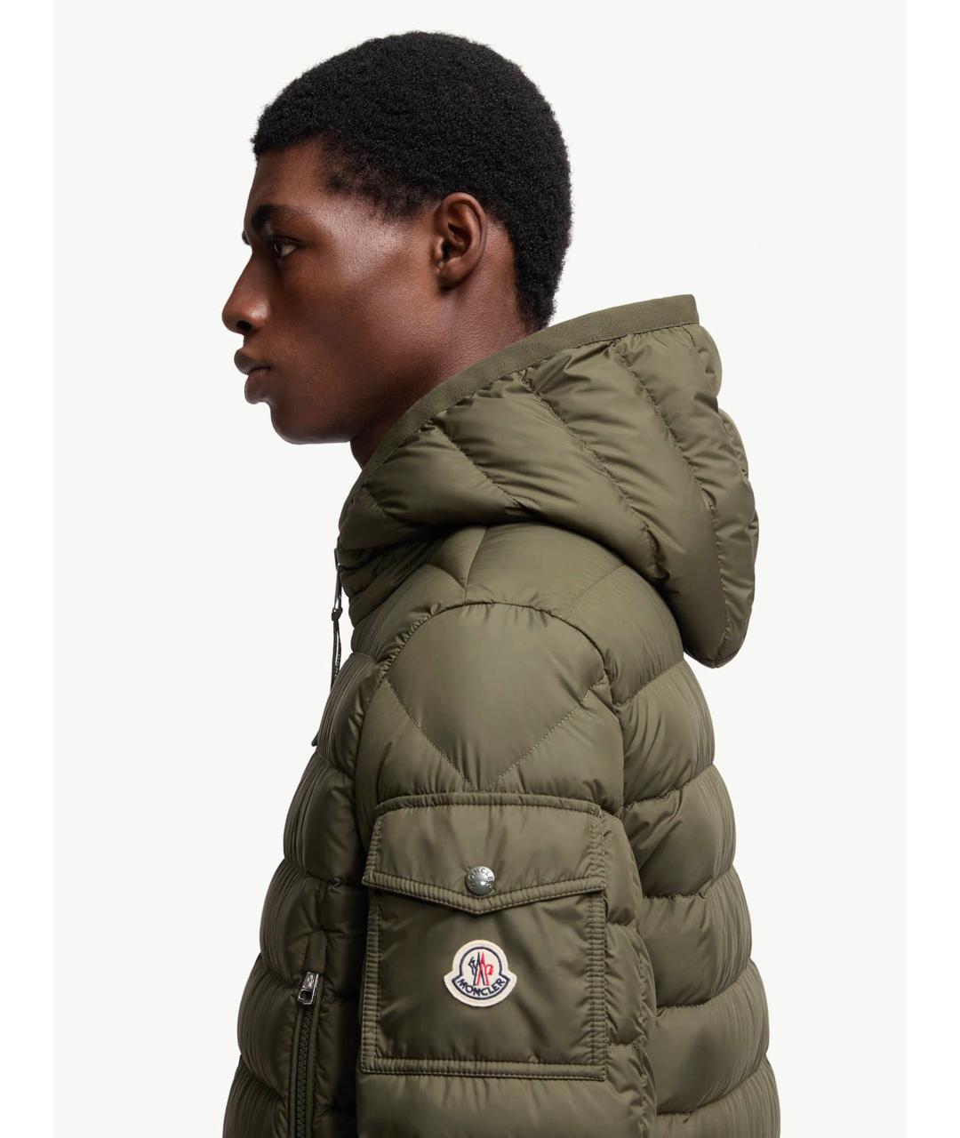 MONCLER Зеленый полиэстеровый пуховик, фото 4
