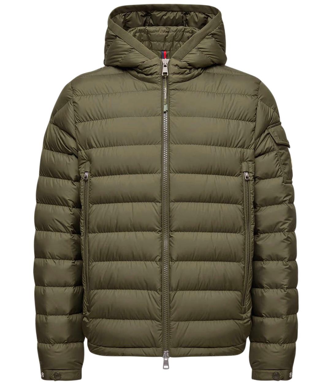 MONCLER Зеленый полиэстеровый пуховик, фото 1