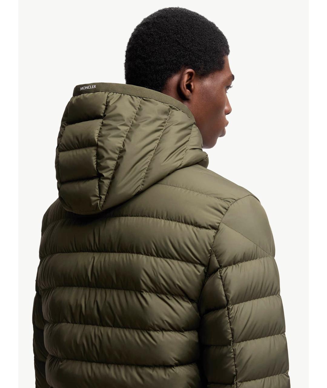 MONCLER Зеленый полиэстеровый пуховик, фото 6