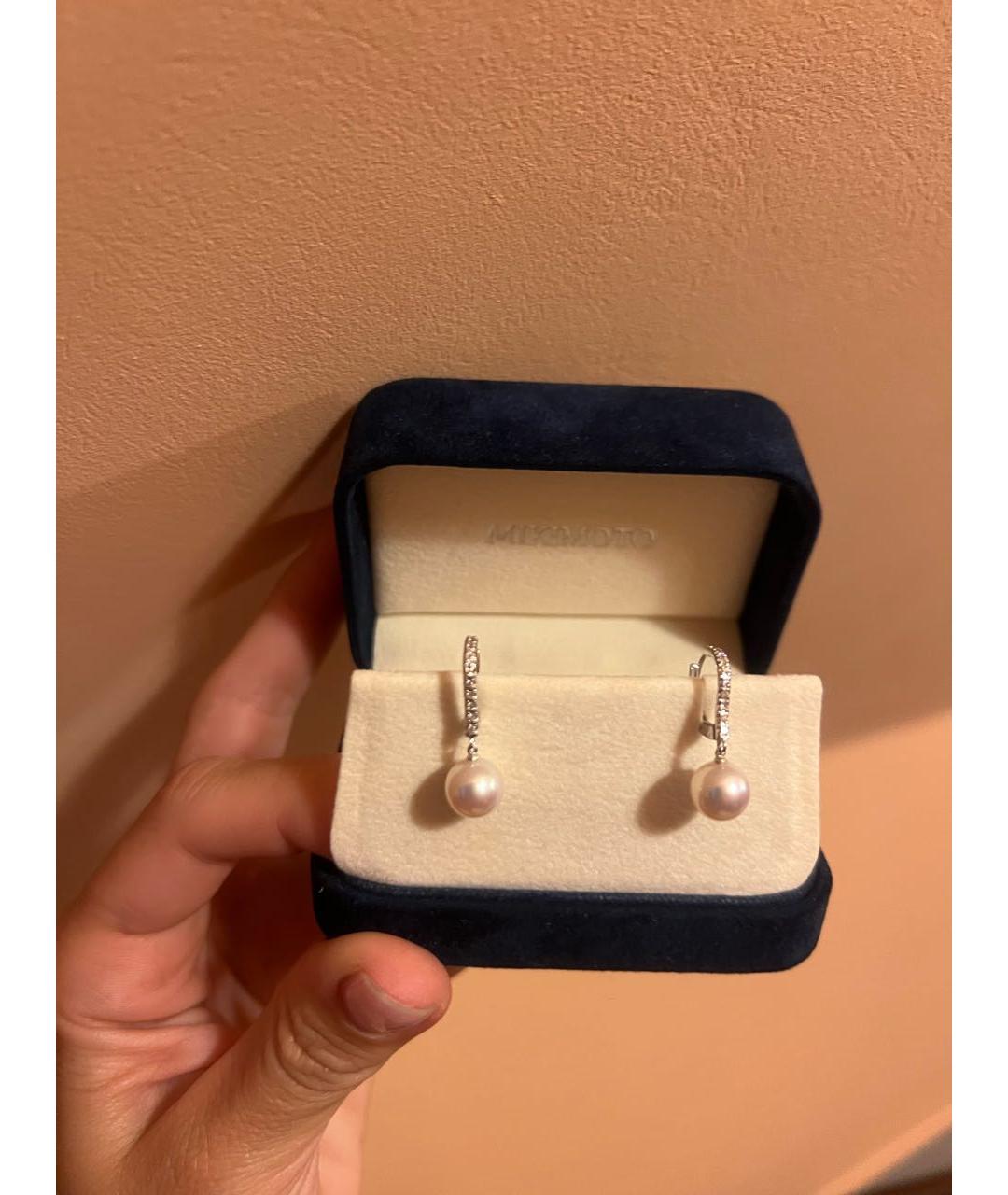 Mikimoto Белые жемчужные серьги, фото 4