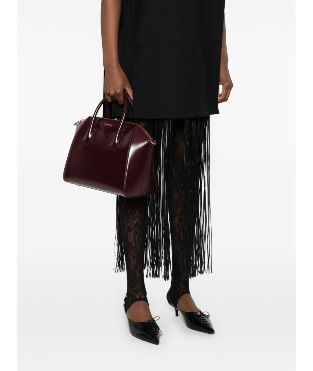 GIVENCHY Бордовая кожаная сумка тоут, фото 4