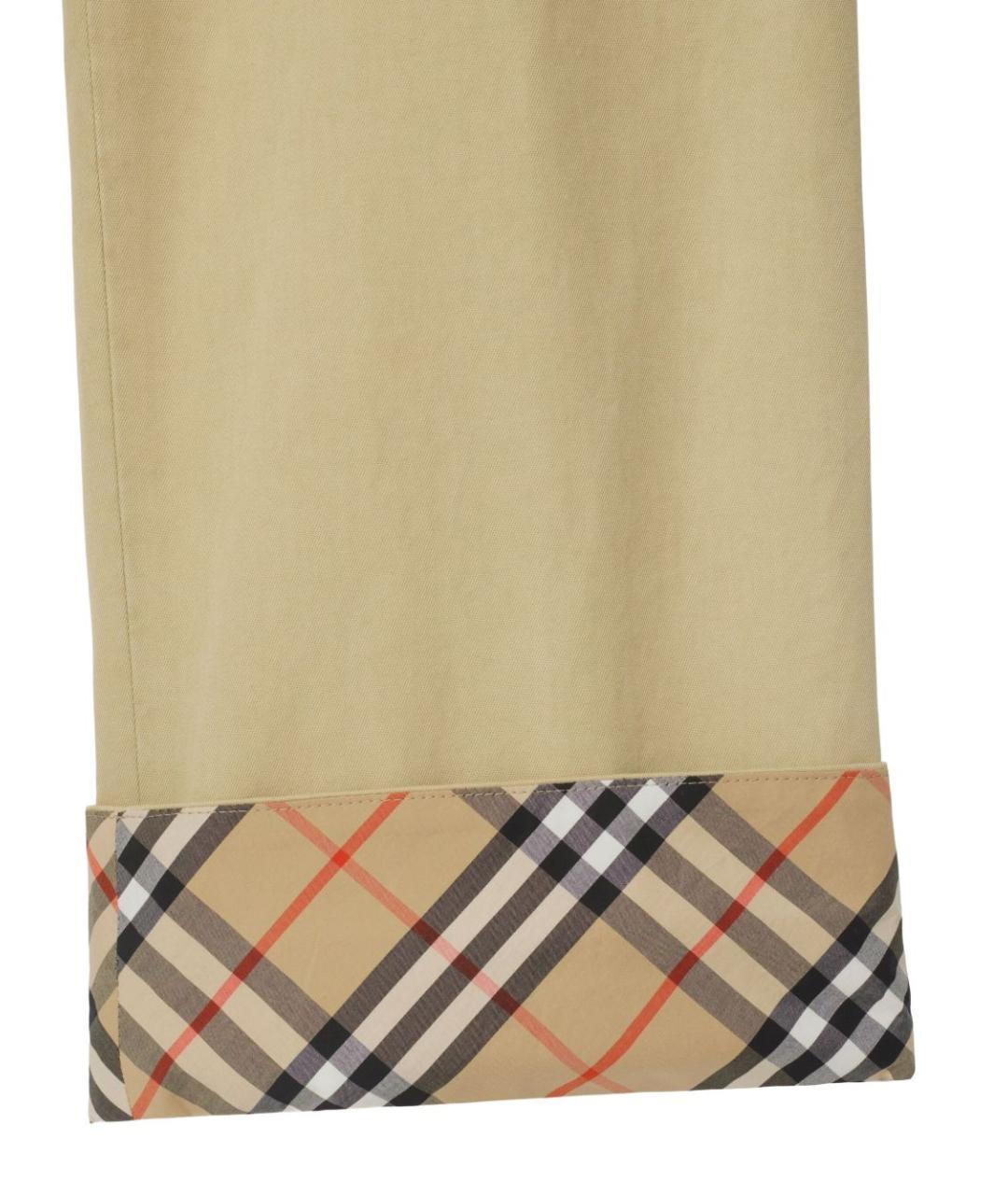 BURBERRY Бежевые хлопковые повседневные брюки, фото 2
