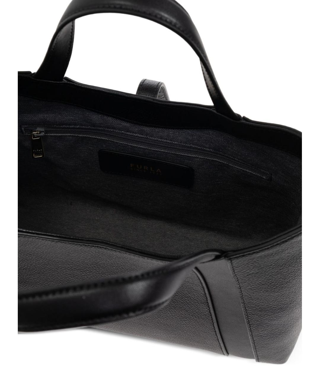 FURLA Черная кожаная сумка тоут, фото 5