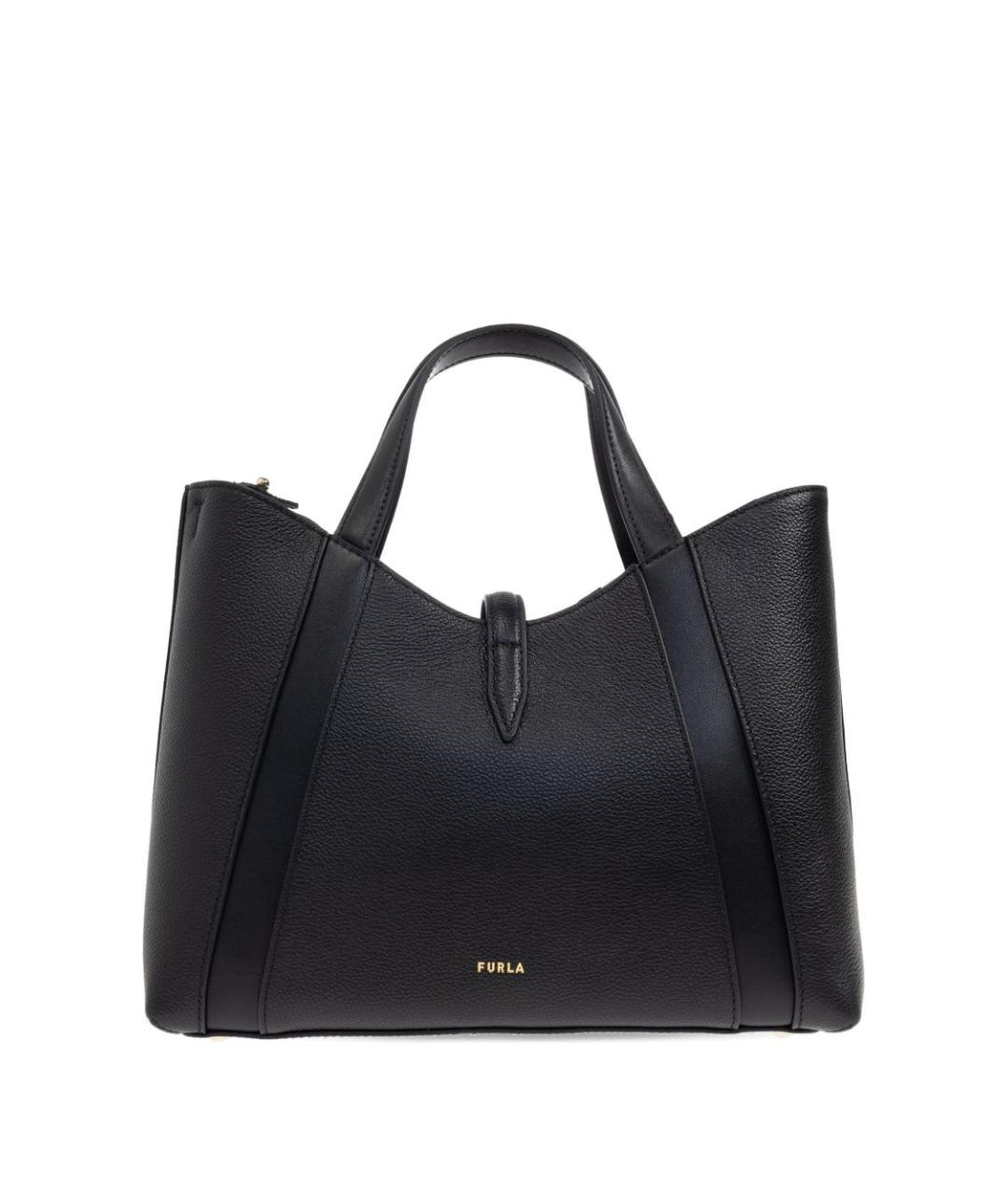 FURLA Черная кожаная сумка тоут, фото 4