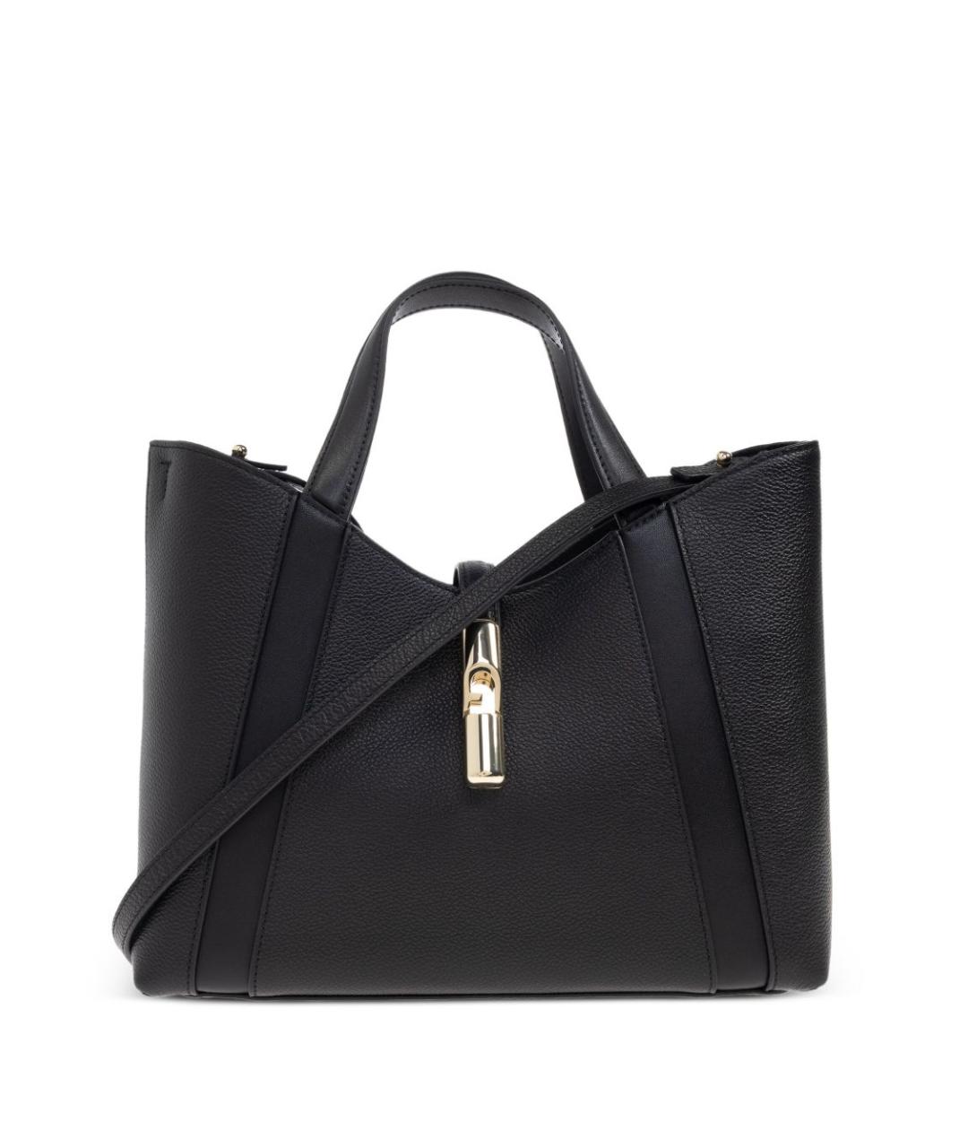 FURLA Черная кожаная сумка тоут, фото 1