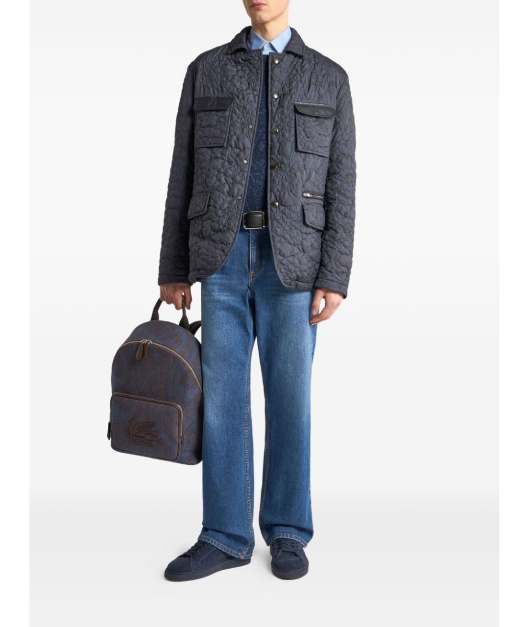 ETRO Синие хлопко-эластановые прямые джинсы, фото 4